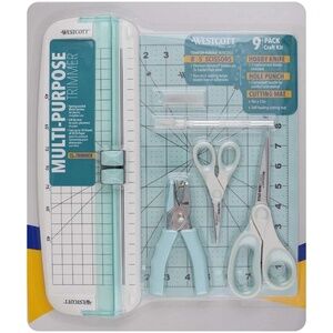 New Westcott Paper Crafting Set, Blue and White, 9 Piece Set